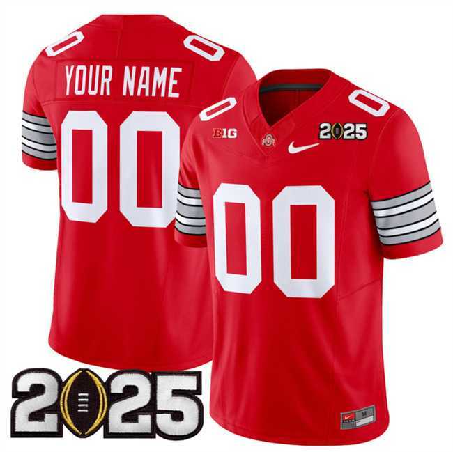 Mens Ohio State Buckeyes Active Player Custom Red 2025 CFP Final Patch F.U.S.E. Vapor Limited Stitched Football Jersey